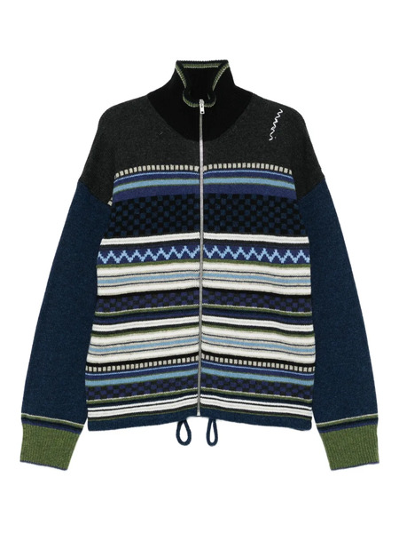  Marni Striped Zip-up Cardigan - Blue 