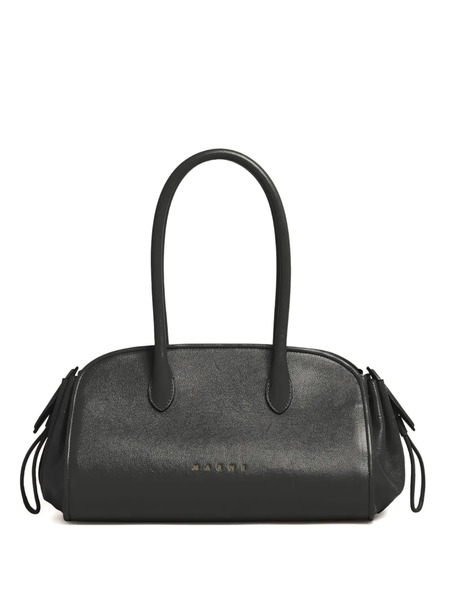  Marni Tulipea Drawstring Leather Tote Bag - Black 