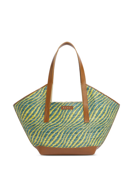  Marni Two-tone Raffia-effect Tote Bag - Blue 