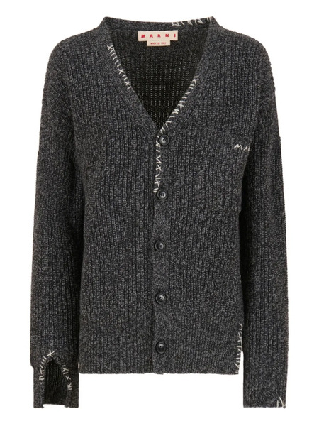  Marni V-neck Logo-embroidered Cardigan - Grey 