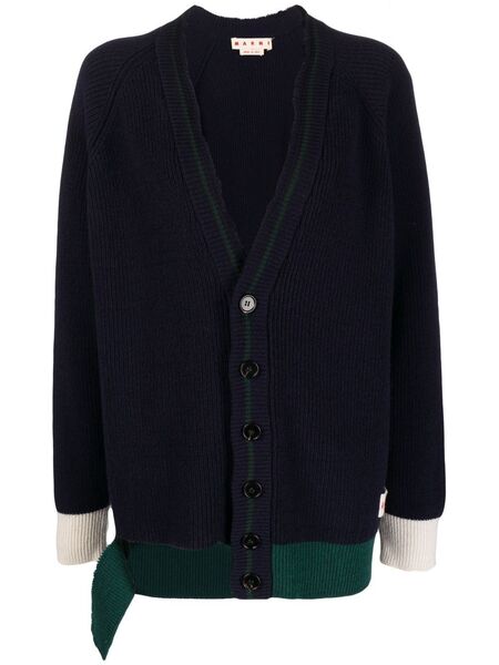  Marni V-neck Ribbed Cardigan - Blue 