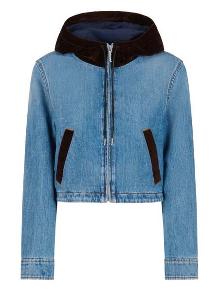  Marni Velvet-trimmed Denim Jacket - Blue 