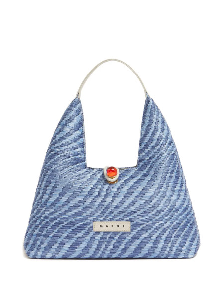  Marni Wavy-pattern Cabochon-trapeze Tote Bag - Blue 