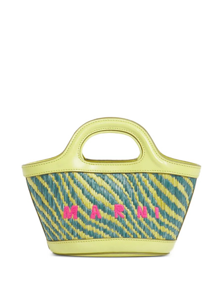  Marni Wavy-pattern Embroidered Tote Bag - Green 