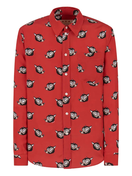  Marni Wolves-print Shirt - Orange 