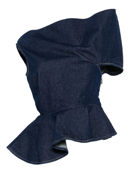  Marques'almeida Asymmetric Ruffled Top - Blue 