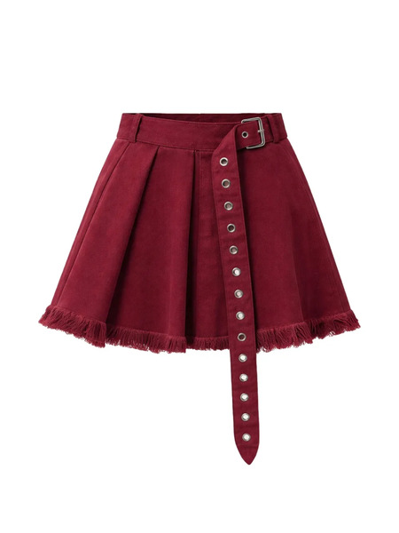  Marques'almeida Belt-detail Fringed Cotton Mini Skirt - Red 
