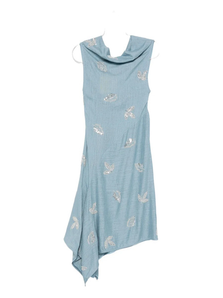  Marques'almeida Cowl-neck Embroidered Midi Dress - Blue 