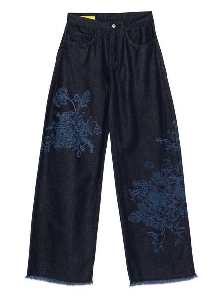  Marques'almeida Flower-motif Frayed Jeans - Blue 