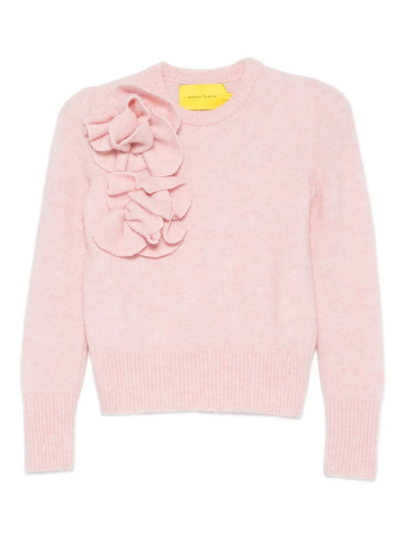  Marques'almeida Ruffled Flower Crew-neck Sweater - Pink 
