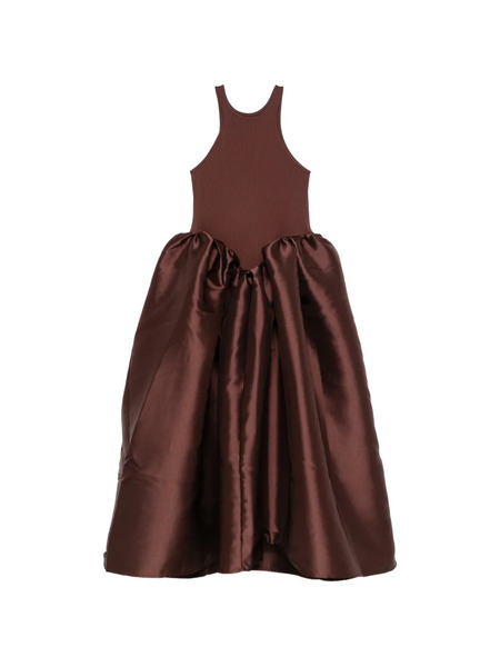  Marques'almeida Satin-skirt Midi Dress - Brown 
