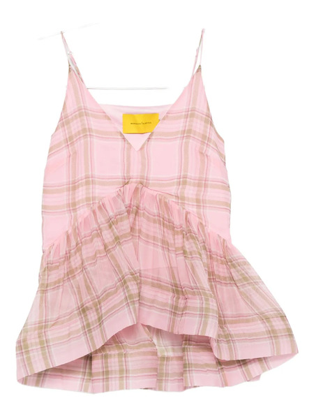  Marques'almeida Tartan-check Chiffon Top - Pink 