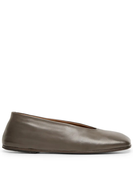  Marsèll Leather Square-toe Ballerina Shoes - Brown 