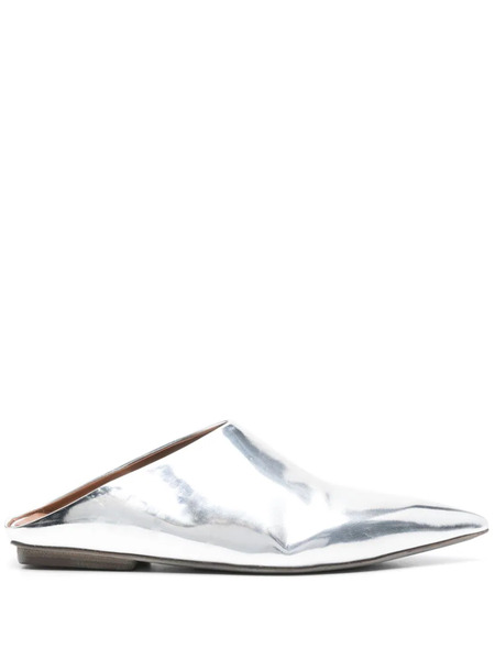  Marsèll Pointed-toe Flat Leather Mules - Silver 