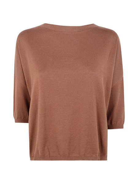  Ma'ry'ya Round-neck Fine-knit Sweater - Brown 
