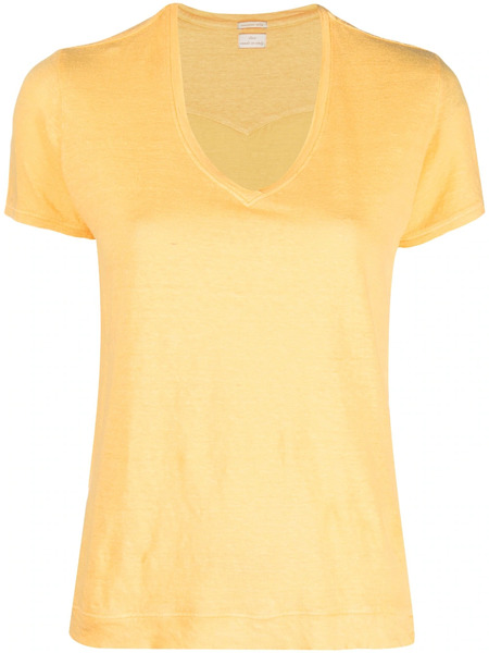  Massimo Alba Flores Short-sleeve Linen T-shirt - Yellow 
