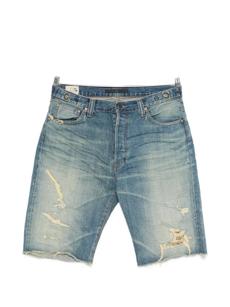  Mastercraft Union Distressed Frayed Denim Shorts - Blue 