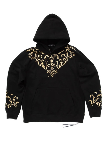  Mastermind World Damask-skull Long-sleeve Hoodie - Black 