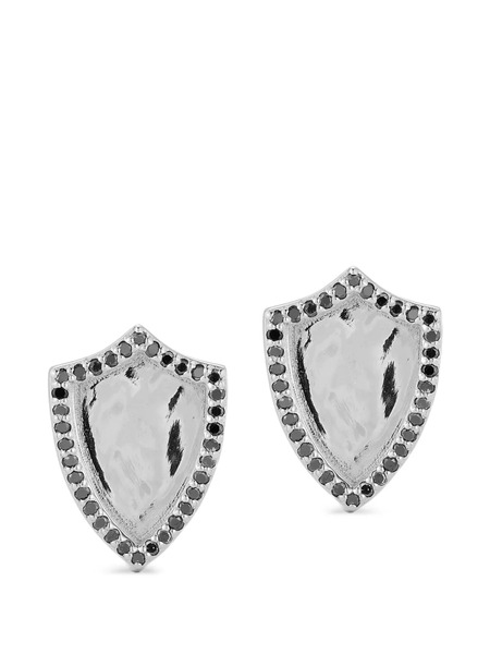  Mateo Black Diamond Shield Cufflinks - Silver 