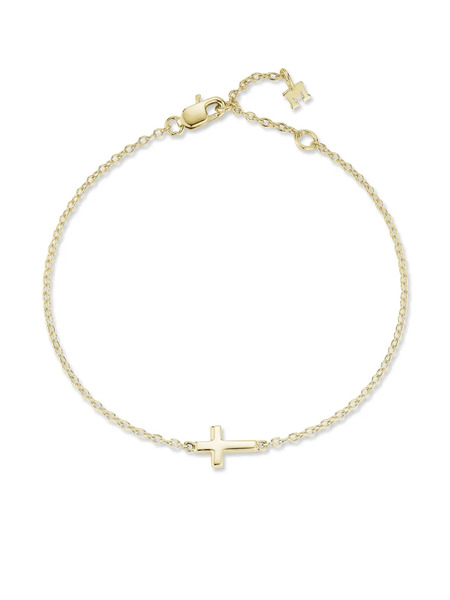  Mateo 14k Yellow Gold Mini Cross Bracelet 