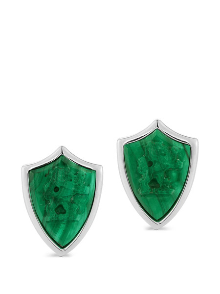  Mateo Malachite Lion Shield Cufflinks - Silver 