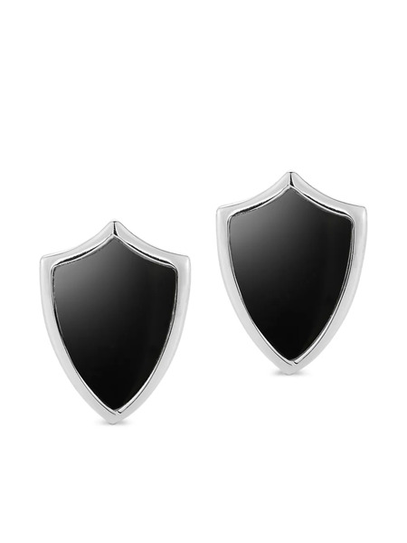  Mateo Onyx Shield Cufflinks - Silver 