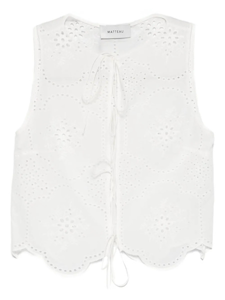  Matteau Broderie Tie Top - White 