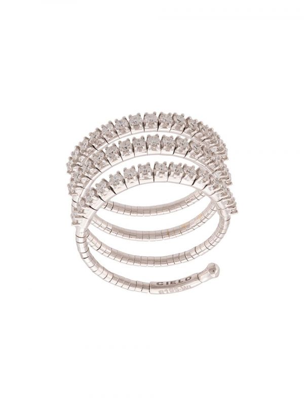  Mattia Cielo 18kt White Rugiada Three Wrap Diamond Ring - Silver 