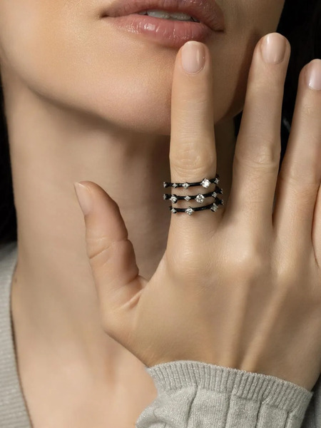  Mattia Cielo Triple-band Diamond Ring - Black 