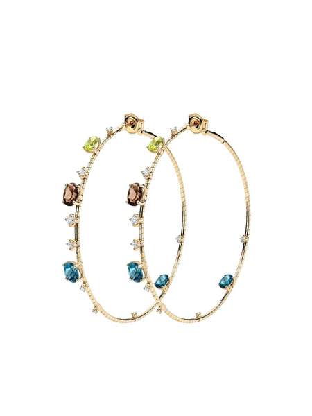  Mattia Cielo Yellow Gold Peridot Topaz Hoop Earrings 