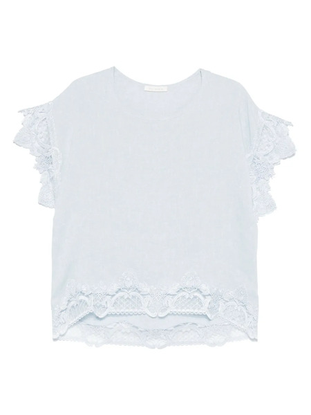  Maurizio Mykonos Corded Lace-trim Blouse - Blue 