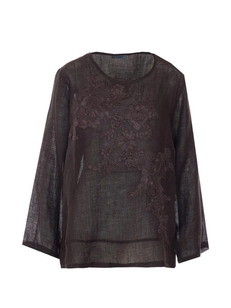  Maurizio Pecoraro Floral-embroidery Blouse - Brown 