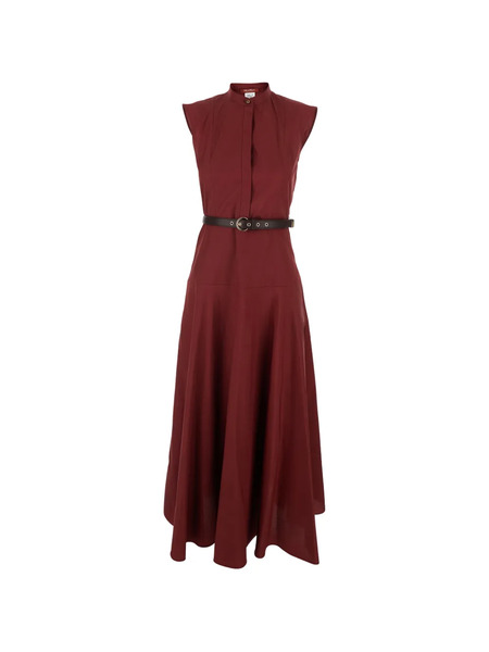 Max Mara A-line Belted Maxi Dress - Red 