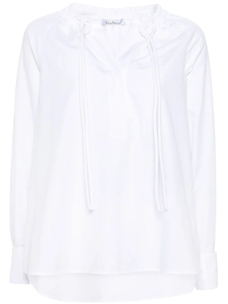  Max Mara Ario Cotton Drawstring Fastening Shirt - White 