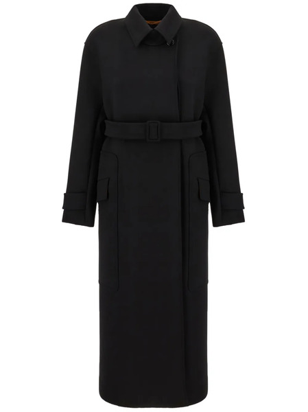 Max Mara Belted Long Coat - Black 