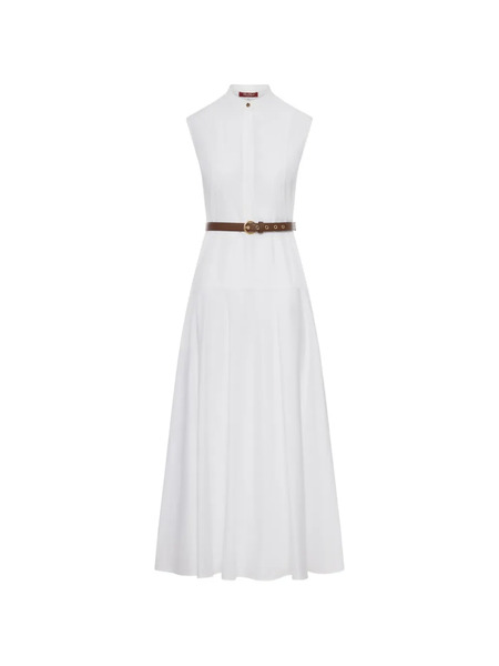  Max Mara Belted Maxi Dress - White 
