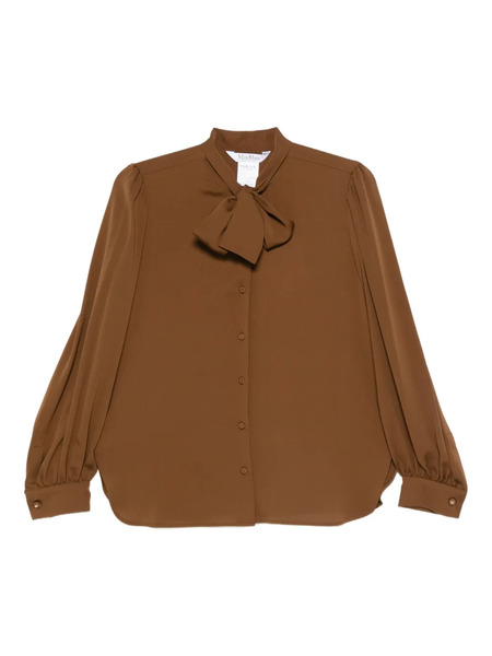  Max Mara Bow-detailing Buttoned Blouse - Brown 