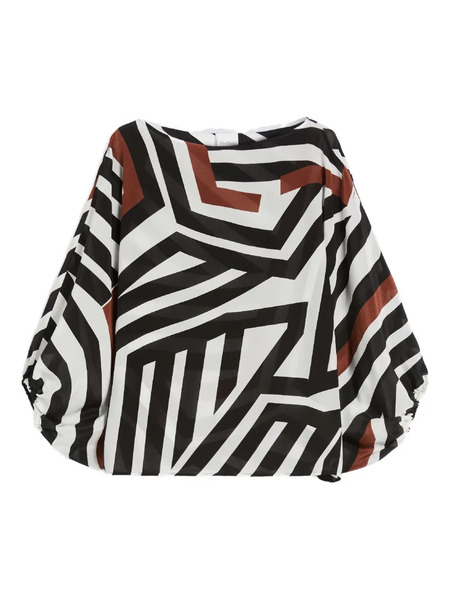  Max Mara Camino Asymmetric Striped Blouse - Black 