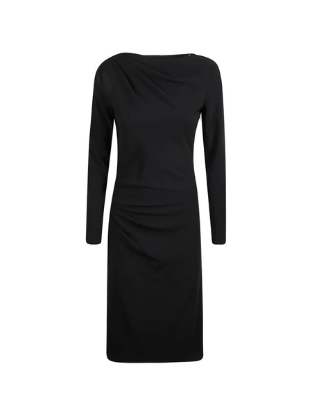  Max Mara Draped Long-sleeve Midi Dress - Black 