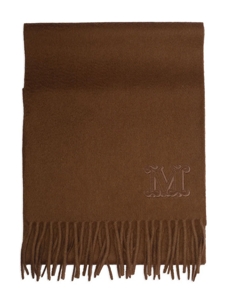  Max Mara Embroidered-logo Fringe Scarf - Brown 