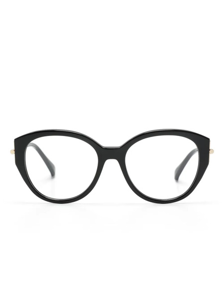  Max Mara Eyewear Logo-engraved Round-frame Glasses - Black 