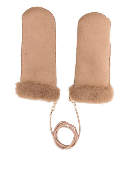  Max Mara Faux-shearling Trimmed Mittens - Brown 