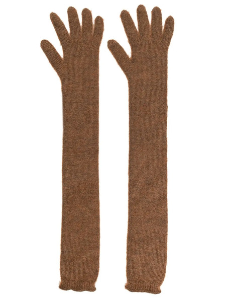  Max Mara Fine-knit Long Gloves - Brown 