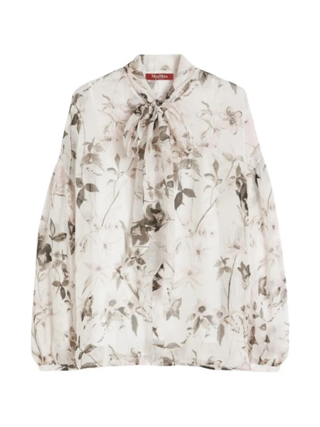  Max Mara Floral Bow Blouse - Neutrals 