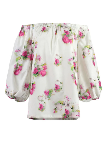  Max Mara Floral-print Balloon-sleeve Blouse - White 