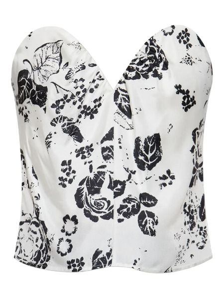  Max Mara Floral-print Bustier Top - White 