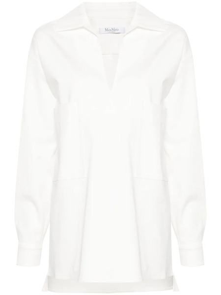  Max Mara Gabardine-weave V-neck Shirt - White 