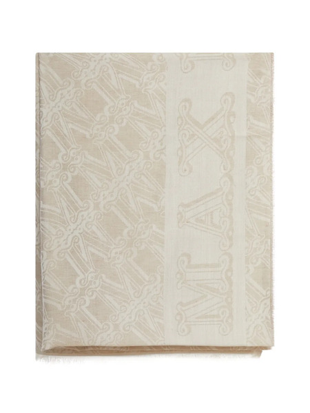  Max Mara Jacquard Logo Scarf - Neutrals 