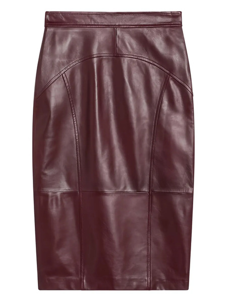  Max Mara Leather Pencil Skirt - Red 