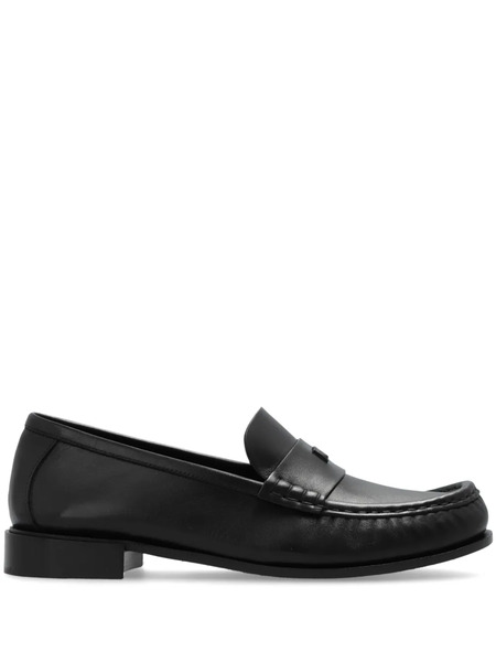  Max Mara Logo-appliqué Leather Loafers - Black 